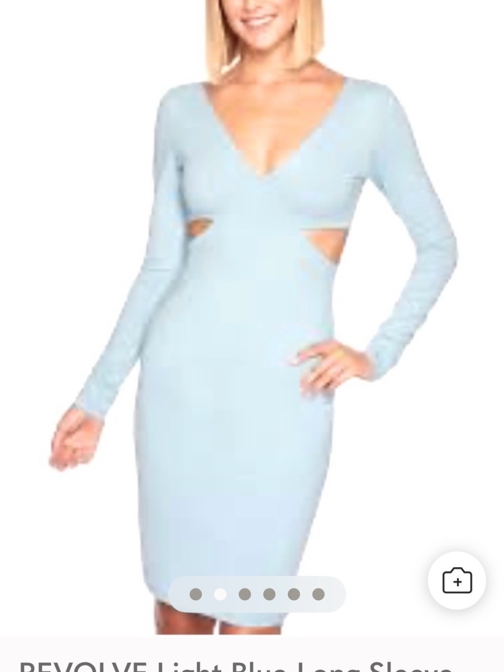 REVOLVE Light Blue Long Sleeve Cutout Prom Dress